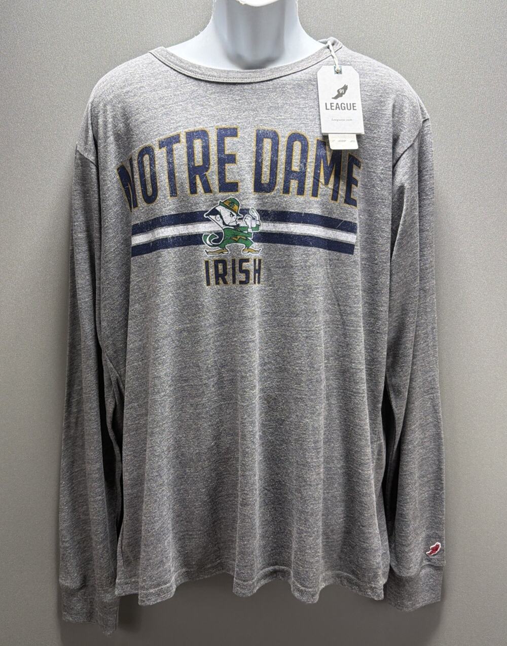 League 91 Notre Dame Fighting Irish Victory Falls Gray Mens Shirt XL New 2022